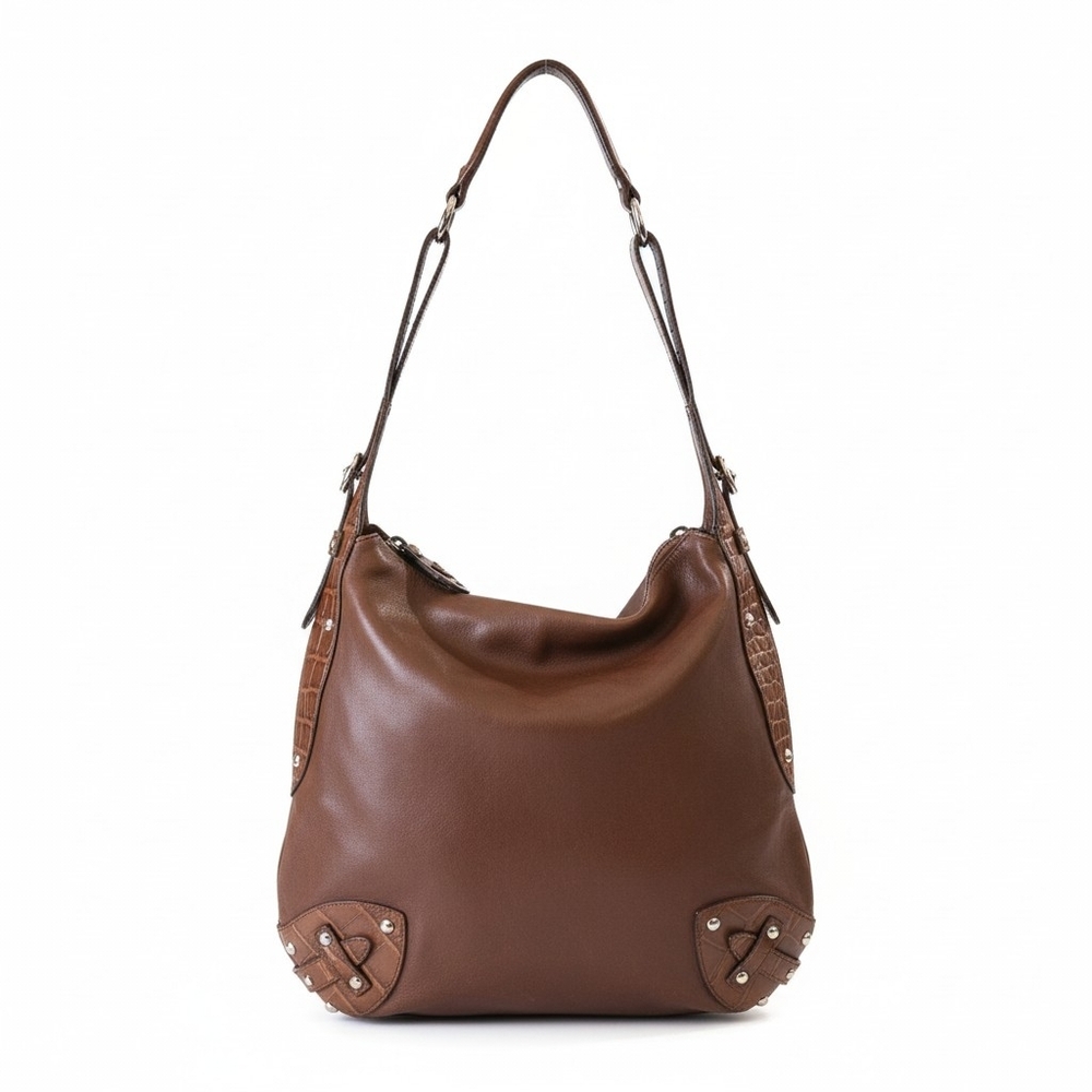 FURLA ITALIAN Brown Leather LUX Shoulder Bag Reposh - Picture 3 of 13